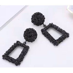 "Wedding Night" Vintage Black Aztec Drop Earrings